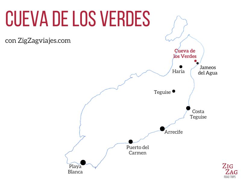 Cueva de los Verdes, Lanzarote - Mapa