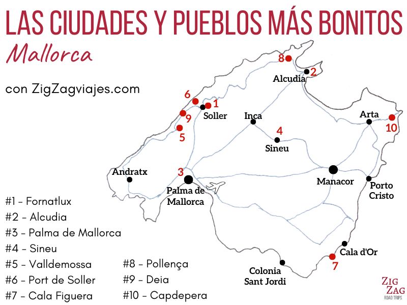Los mejores pueblos de Mallorca ciudad mapa