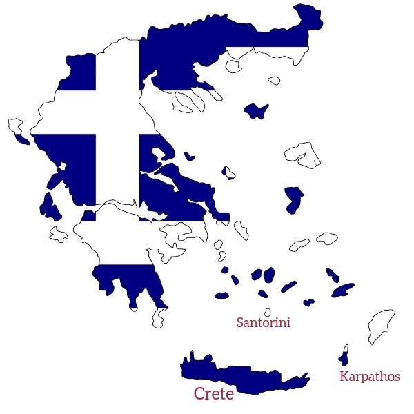 Mapa de islas griegas, excursiones en barco - Creta