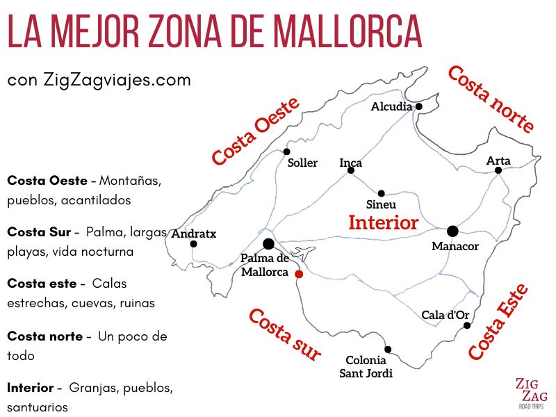 Mejores zonas y costas de Mallorca - Mapa