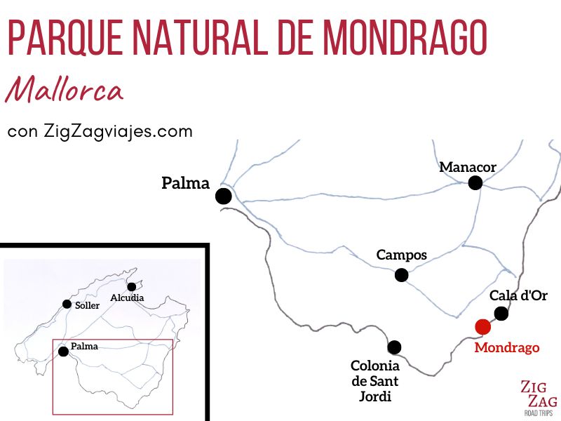 Parque natural de Mondragó, Mallorca - Mapa