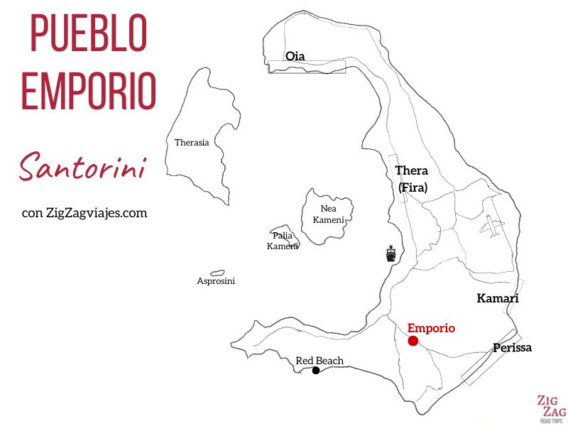 Pueblo de Emporio, Santorini - Mapa