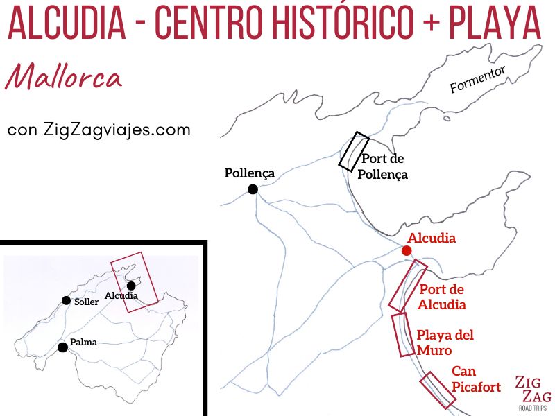 Mapa de qué hacer en Alcudia, Mallorca