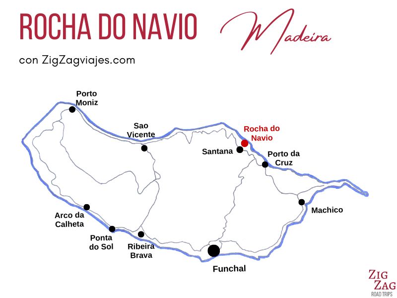 Rocha do Navio en Madeira mapa