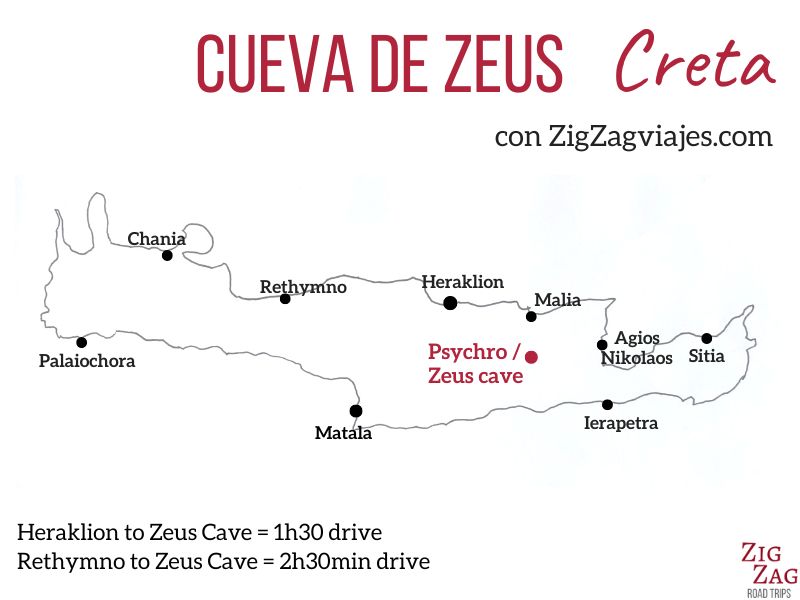 Cueva de Zeus (Psychro), Creta - Mapa