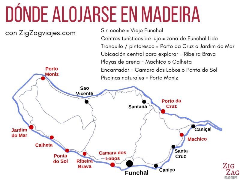 donde alojarse en Madeira hoteles mapa