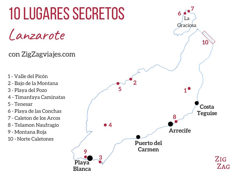 Lugares secretos en Lanzarote - Mapa