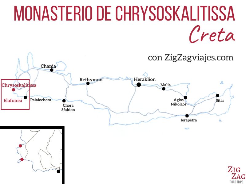 Monasterio de Chrysoskalitissa, Creta - Mapa