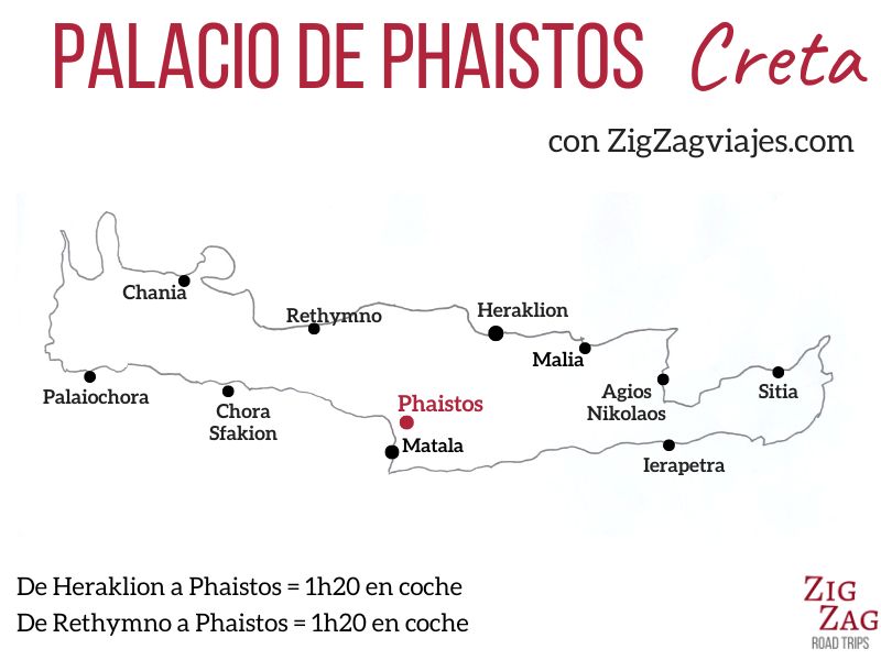 Palacio de Phaistos, Creta - Mapa