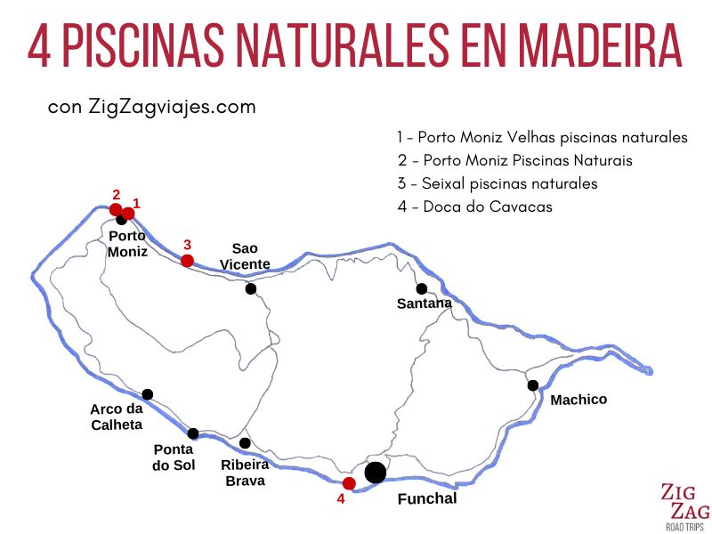 piscinas naturales en Madeira mapa