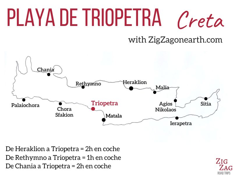 Playa de Triopetra en Creta - Mapa