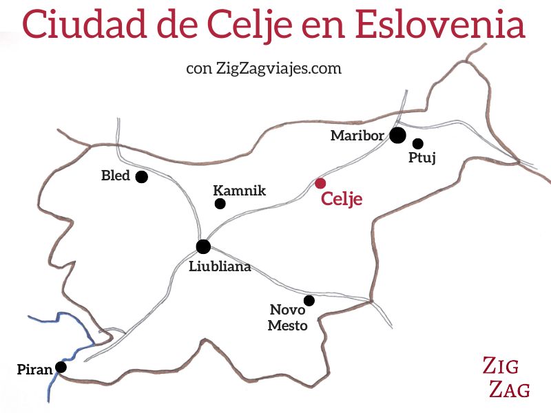 Ciudad de Celje en Eslovenia - Mapa
