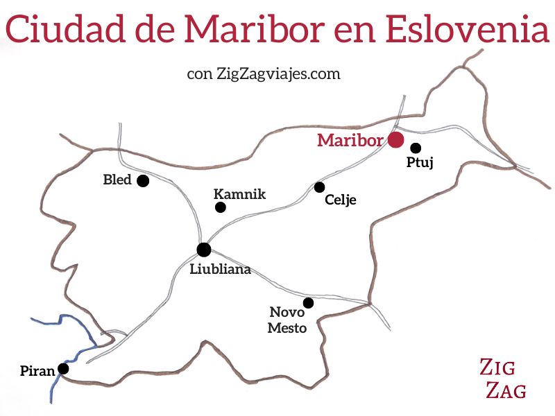 Ciudad de Maribor en Eslovenia - Mapa