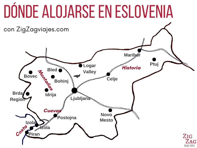 Dónde alojarse en Eslovenia - Mapa con las mejores zonas