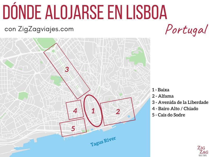 Dónde alojarse en Lisboa, Portugal - Mapa
