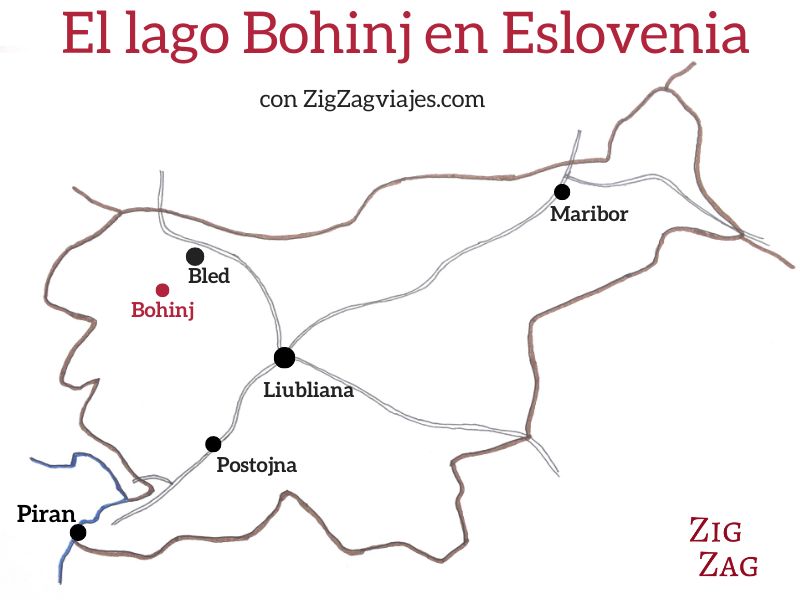 El Lago Bohinj en Eslovenia - mapa