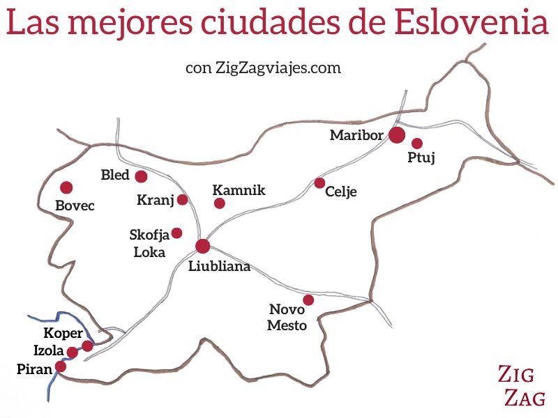 Las mejores ciudades de Eslovenia - Mapa