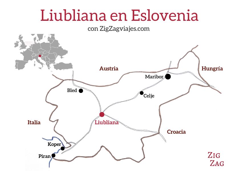 Liubliana en Eslovenia - Mapa