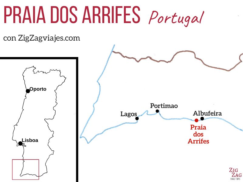 Praia dos Arrifes en el Algarve, Portugal - Mapa