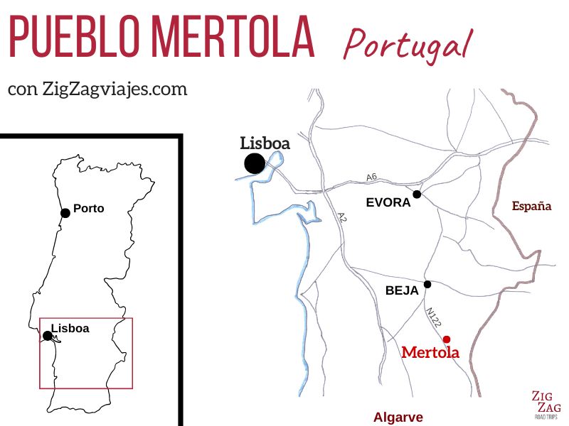 Pueblo de Mertola en Portugal - Mapa