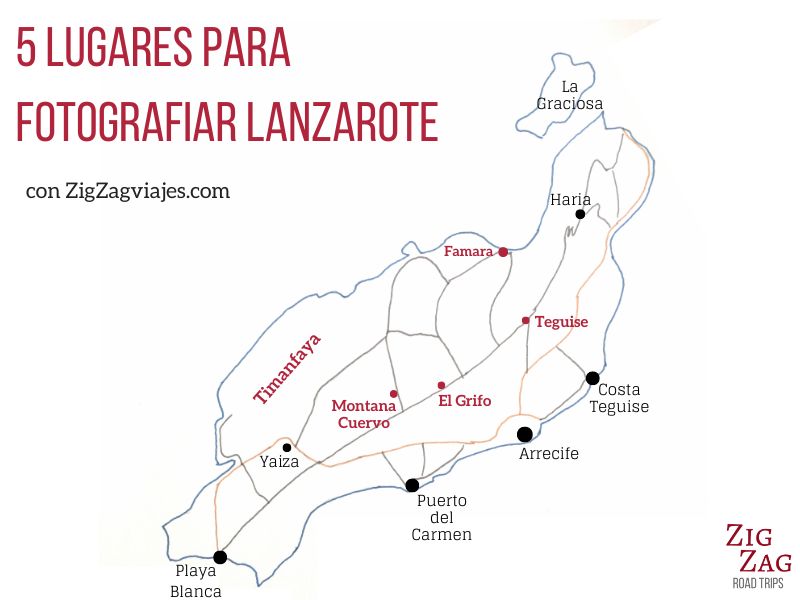 Lugares para fotografiar Lanzarote - Mapa