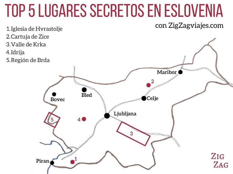 Mejores Lugares secretos de Eslovenia - Mapa