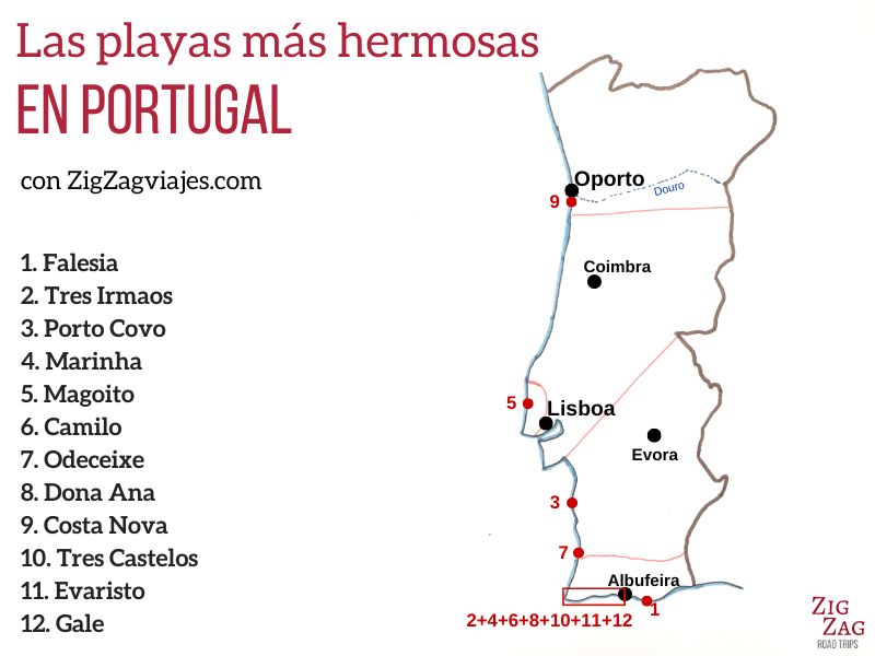 Las mejores playas de Portugal - Mapa