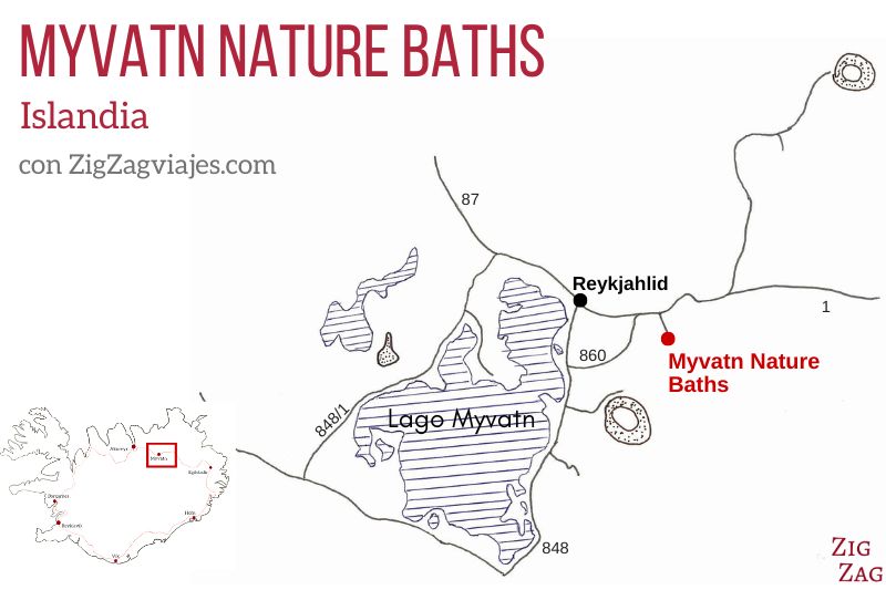 Mapa de Myvatn Nature Baths en Islandia