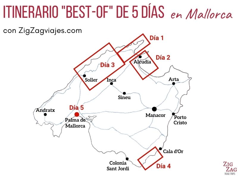 Mapa Mallorca 5 dias itinerario best of