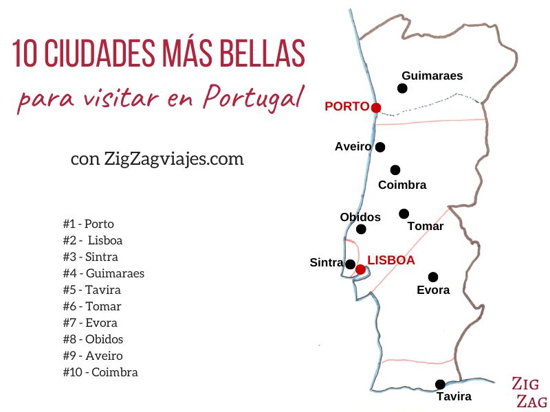 mapa mejores ciudades portugal visitar mas bellas