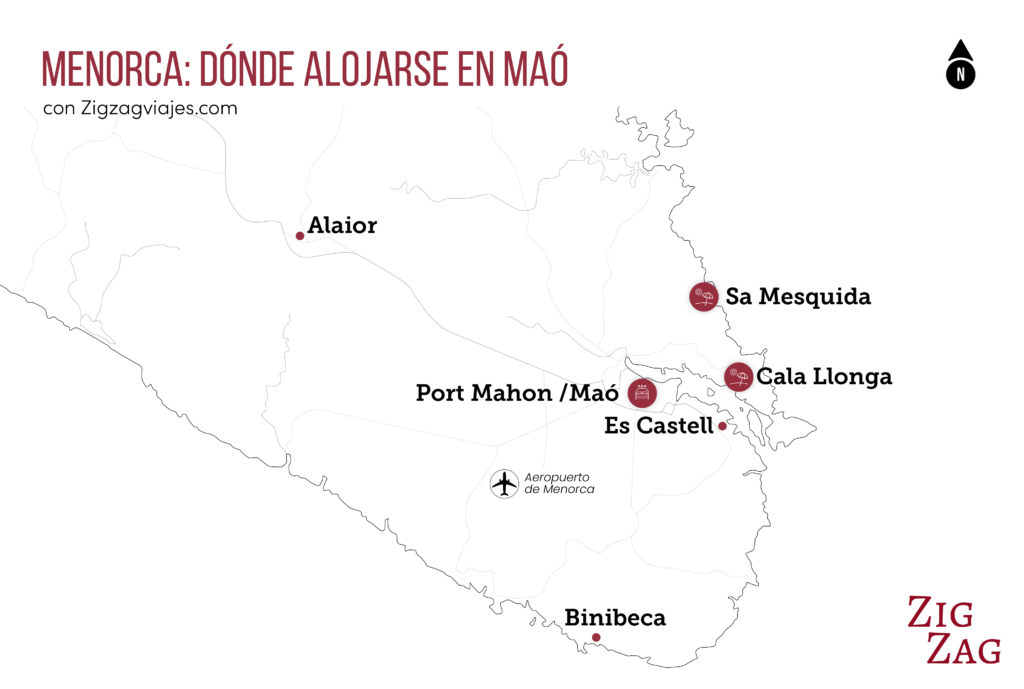 Mapa: Dónde alojarse a Puerto de Mahon