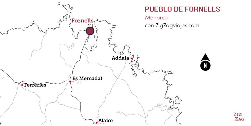 mapa pueblo fornells menorca